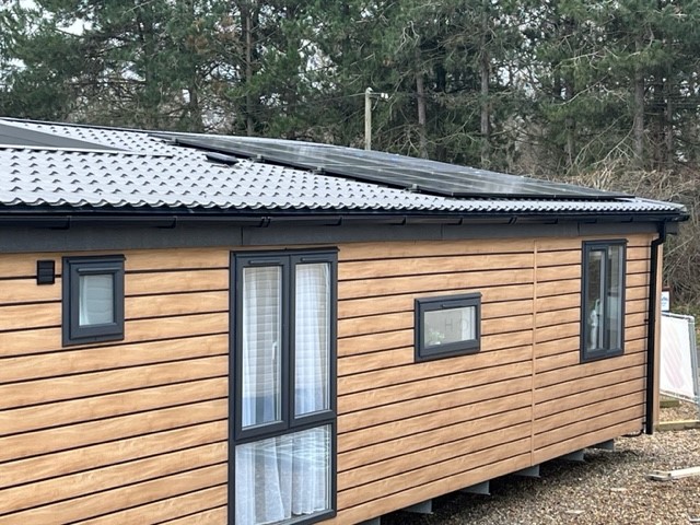 A modular home with Solar Panels installed