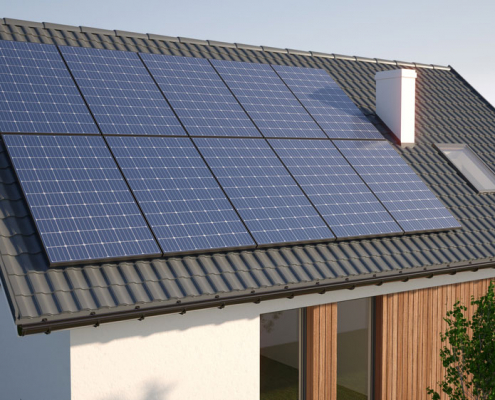 Domestic Solar System installed in a new build home Domestic Solar System installed in a new build home